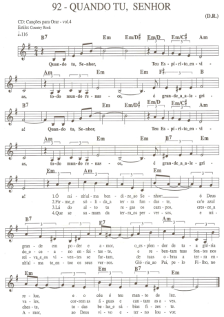 Catholic Church Music (Músicas Católicas) Quando Tu Senhor score for Keyboard