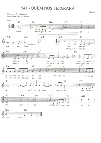 Catholic Church Music (Músicas Católicas) Quem Nos Separará score for Keyboard