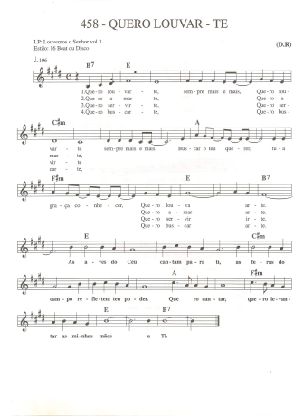 Catholic Church Music (Músicas Católicas) Quero Louvar-te score for Keyboard