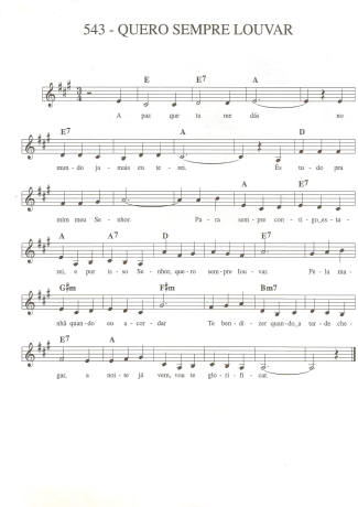 Catholic Church Music (Músicas Católicas) Quero Sempre Louvar score for Keyboard