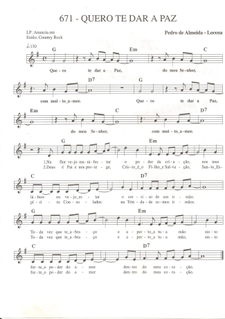 Catholic Church Music (Músicas Católicas) Quero Te Dar a Paz score for Keyboard