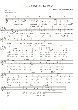 Catholic Church Music (Músicas Católicas) Rainha da Paz score for Keyboard