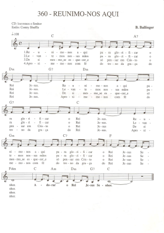 Catholic Church Music (Músicas Católicas) Reunimo-nos Aqui score for Keyboard