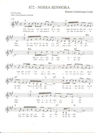Catholic Church Music (Músicas Católicas) Roberto Carlos - Nossa Senhora score for Keyboard