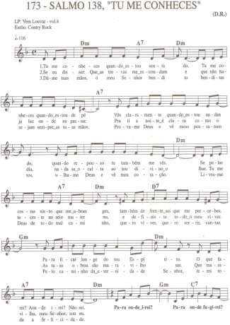 Catholic Church Music (Músicas Católicas) Salmo 138 Tu Me Conheces score for Keyboard