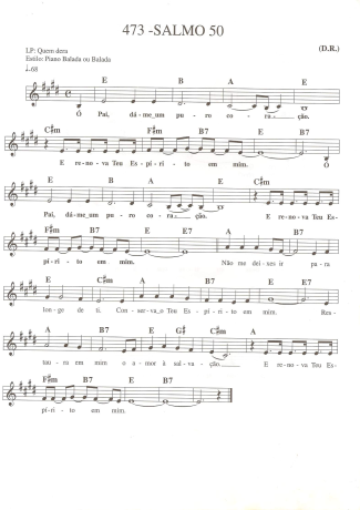 Catholic Church Music (Músicas Católicas) Salmo 50 score for Keyboard