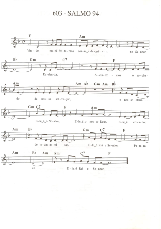 Catholic Church Music (Músicas Católicas) Salmo 94 score for Keyboard