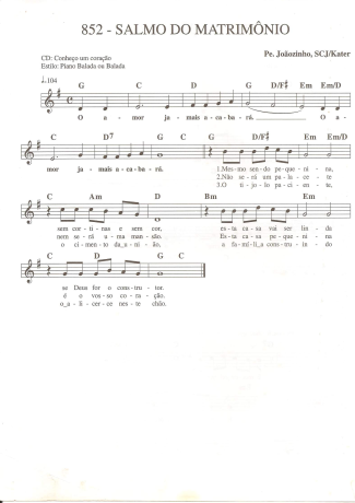 Catholic Church Music (Músicas Católicas) Salmo do Matrimônio score for Keyboard