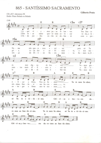 Catholic Church Music (Músicas Católicas)  score for Keyboard