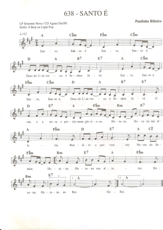 Catholic Church Music (Músicas Católicas) Santo É score for Keyboard