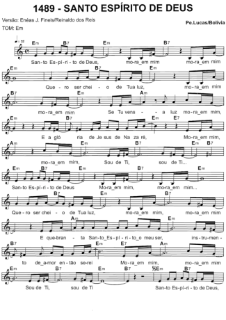 Catholic Church Music (Músicas Católicas) Santo Espírito De Deus score for Keyboard