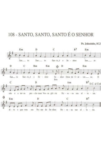 Catholic Church Music (Músicas Católicas) Santo Santo Santo é o Senhor score for Keyboard