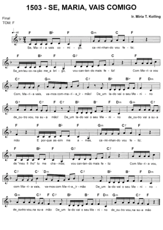 Catholic Church Music (Músicas Católicas) Se Maria Vais Comigo score for Keyboard