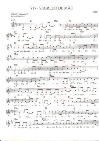 Catholic Church Music (Músicas Católicas) Segredo de Mãe score for Keyboard