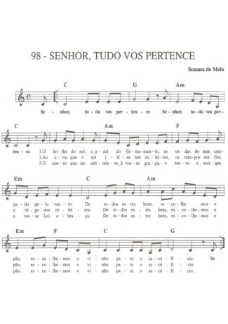Catholic Church Music (Músicas Católicas) Senhor Tudo Vos Pertence score for Keyboard