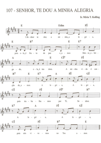 Catholic Church Music (Músicas Católicas) Senhor te dou a minha alegria score for Keyboard