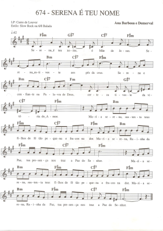Catholic Church Music (Músicas Católicas) Serena é Teu Nome score for Keyboard