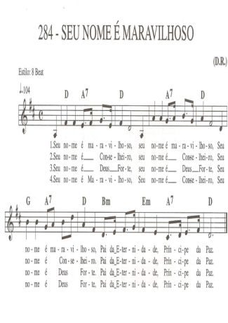 Catholic Church Music (Músicas Católicas) Seu Nome é Maravilhoso score for Keyboard
