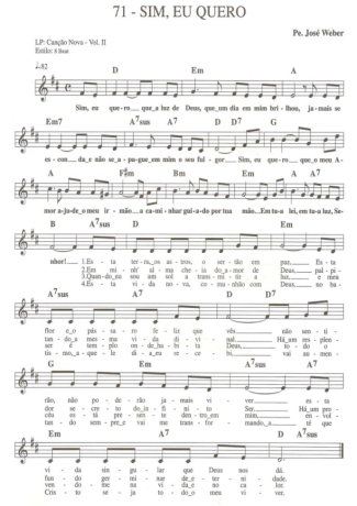 Catholic Church Music (Músicas Católicas) Sim Eu Quero score for Keyboard