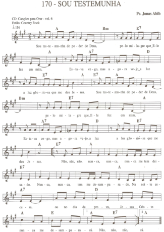 Catholic Church Music (Músicas Católicas) Sou Testemunha score for Keyboard