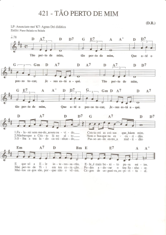 Catholic Church Music (Músicas Católicas) Tão Perto de Mim score for Keyboard