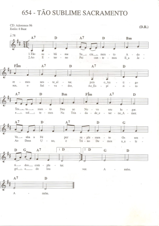 Catholic Church Music (Músicas Católicas) Tão Sublime Sacramento score for Keyboard