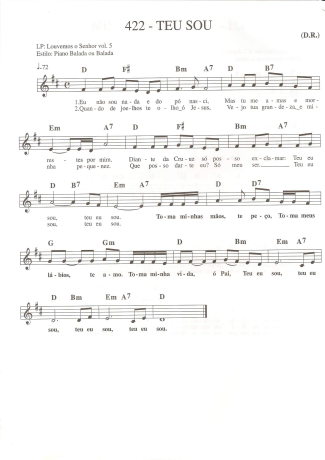 Catholic Church Music (Músicas Católicas) Teu Sou score for Keyboard