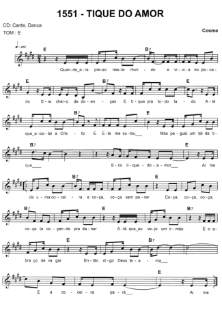 Catholic Church Music (Músicas Católicas) Tique Do Amor score for Keyboard