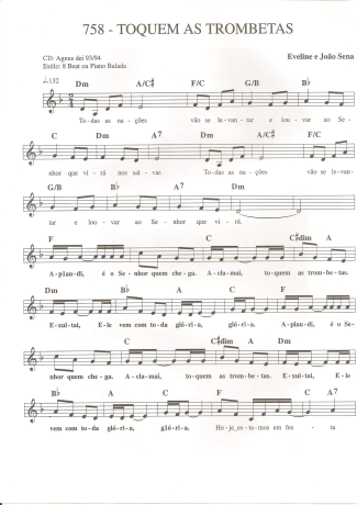 Catholic Church Music (Músicas Católicas) Toquem as Trombetas score for Keyboard
