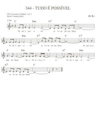 Catholic Church Music (Músicas Católicas) Tudo é Possível score for Keyboard