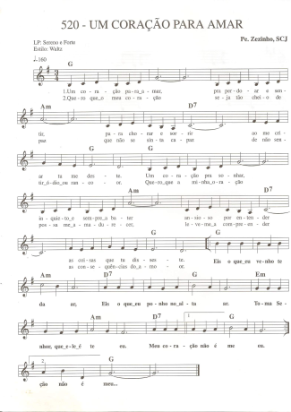 Catholic Church Music (Músicas Católicas) Um Coracão Para Amar score for Keyboard
