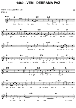 Catholic Church Music (Músicas Católicas) Vem Derrama Paz score for Keyboard