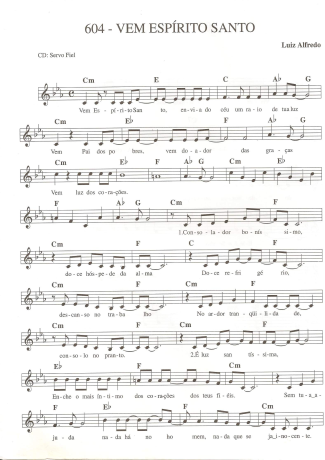 Catholic Church Music (Músicas Católicas) Vem Espírito Santo score for Keyboard