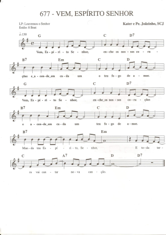 Catholic Church Music (Músicas Católicas) Vem Espírito Senhor score for Keyboard