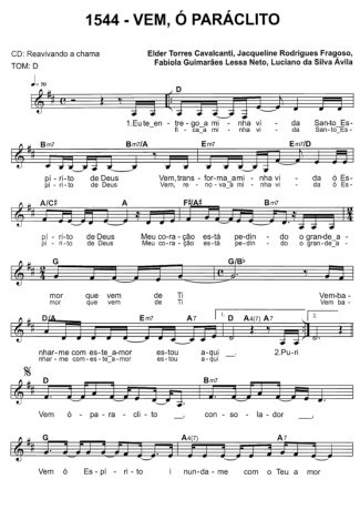 Catholic Church Music (Músicas Católicas) Vem Ó Paráclito score for Keyboard