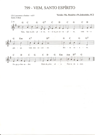 Catholic Church Music (Músicas Católicas) Vem Santo Espírito score for Keyboard