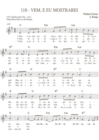 Catholic Church Music (Músicas Católicas) Vem e eu mostrarei score for Keyboard