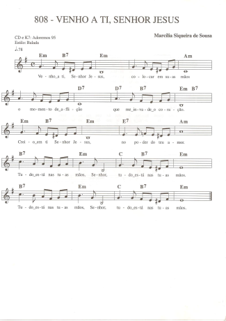 Catholic Church Music (Músicas Católicas) Venho a Ti Senhor Jesus score for Keyboard