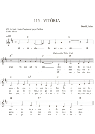 Catholic Church Music (Músicas Católicas) Vitória score for Keyboard