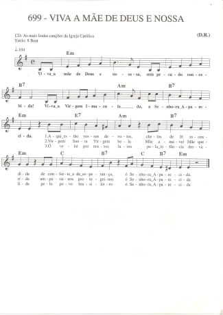 Catholic Church Music (Músicas Católicas) Viva A Mãe de Deus e Nossa score for Keyboard