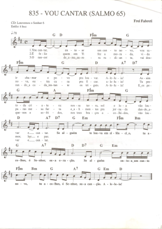 Catholic Church Music (Músicas Católicas) Vou Cantar Salmo 65 score for Keyboard