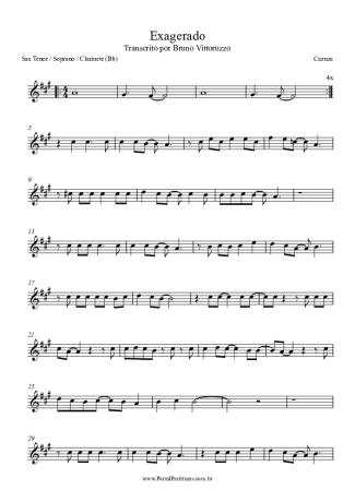 Cazuza Exagerado score for Clarinet (Bb)