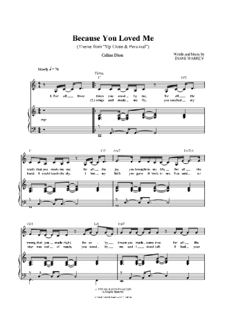 Celine Dion  score for Piano