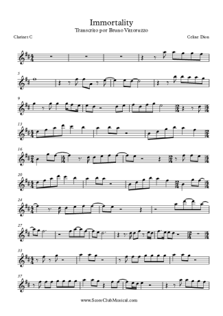 Céline Dion  score for Clarinet (C)