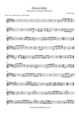 Céline Dion Immortality score for Tenor Saxophone Soprano Clarinet (Bb)