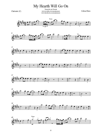 Céline Dion  score for Clarinet (C)