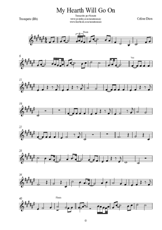 Céline Dion  score for Trumpet