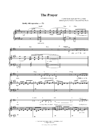 Celine Dion The Prayer score for Piano