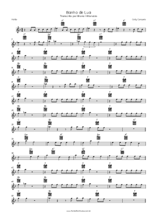 Celly Campello Banho De Lua score for Acoustic Guitar