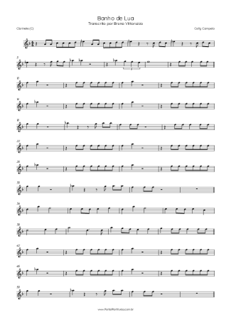 Celly Campello Banho De Lua score for Clarinet (C)